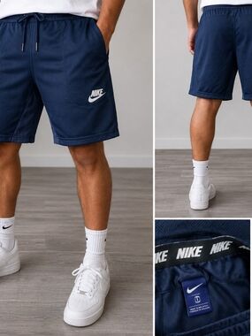 Nike Men's Navy Athletic Mesh Shorts with Logo